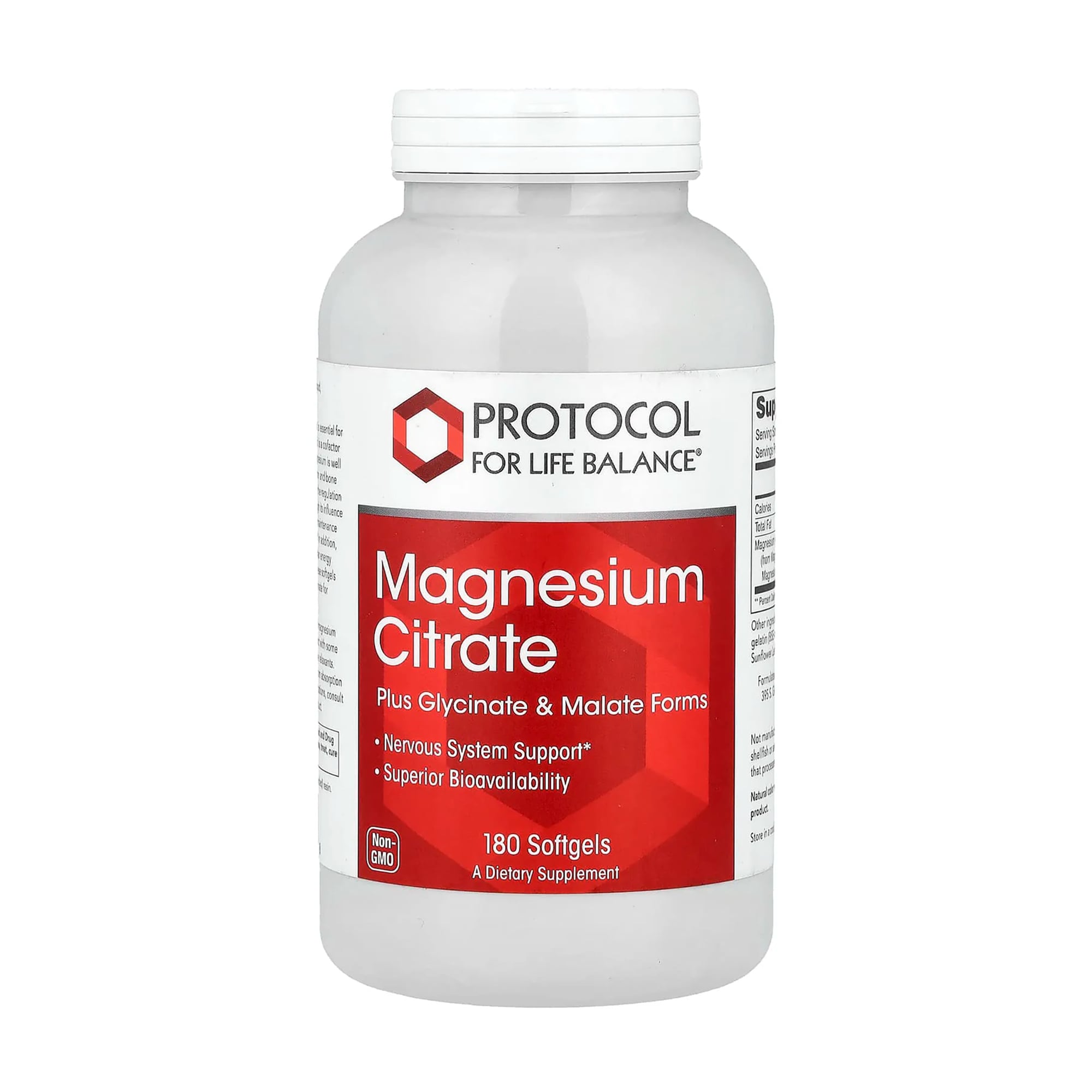 Магній цитрат Protocol For Life Balance Magnesium Citrate, 180 гелевих капсул